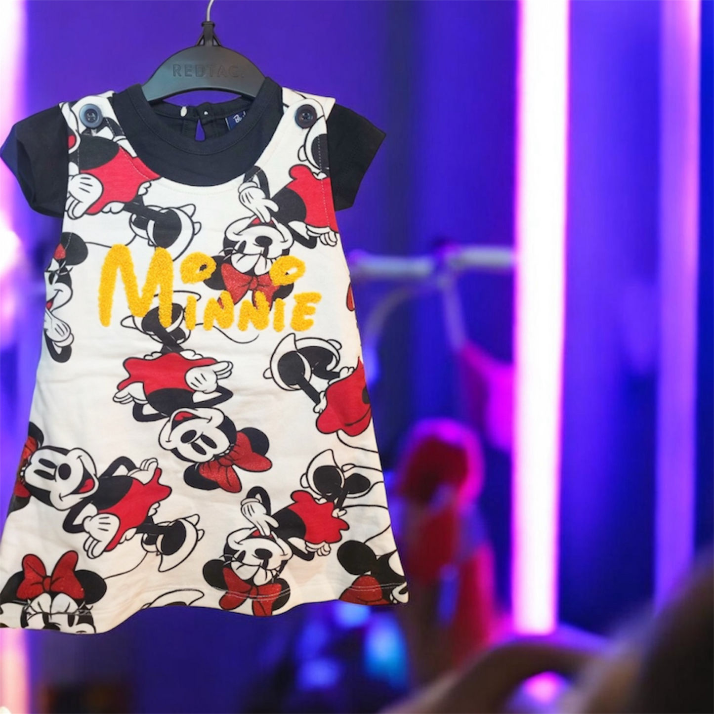 NEXT Minnie Mouse 2-Piece Pinafore & T-Shirt Set – White / Red