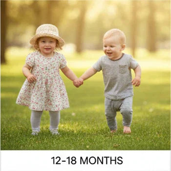 Two toddlers in Aatiyas Fashion apparel holding hands outdoors, 12-18 months clothing