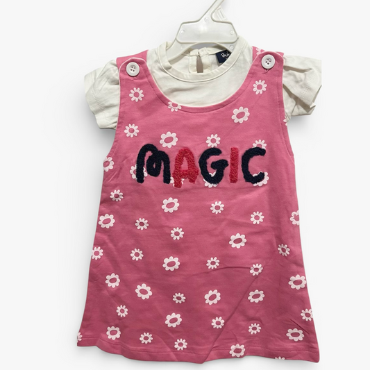 Premium Girls' Floral "Magic" Pinafore & T-Shirt Set