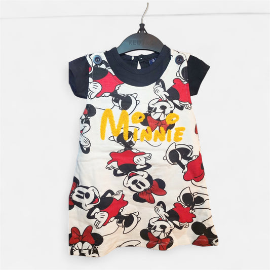 NEXT Minnie Mouse 2-Piece Pinafore & T-Shirt Set – White / Red