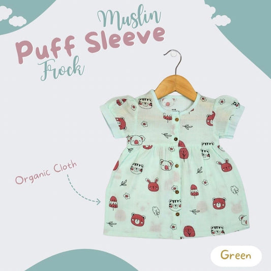 Muslin Puff Sleeve Frock - Organic Cotton