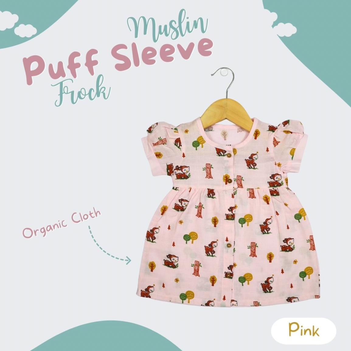 Muslin Puff Sleeve Frock - Organic Cotton